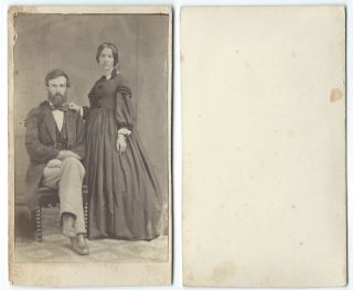 1860’s Civil War Era Cdv Photograph Of Looking Couple