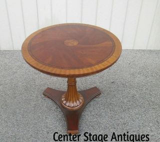 58885 Ethan Allen 28 " Round Banded Mahogany Pedestal Table Stand