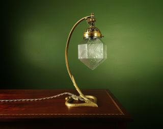 Art Nouveau Brass Table / Wall Lamp - Auguste Delafontaine - W.  A.  S.  Benson Style