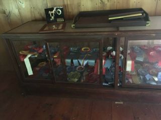 Vintage Wood and Glass Curio Display Cabinet Columbus Show Case Company 2