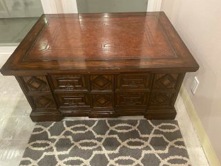 Coffee Table,  Maitland Smith,  Tooled Leather Top