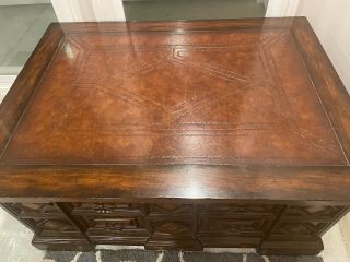 Coffee Table,  Maitland Smith,  Tooled Leather Top 2