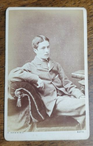 Vintage Cdv Photo Of Young Man By C.  Hawkins,  Bath