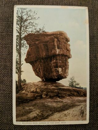 Vintage 1912 Postcard Balanced Rock,  Garden Of The Gods,  Colorado Springs