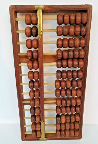 Vintage Chinese Abacus Believed To Be Lotus Flower 13 Horn Rods & 91 Beads