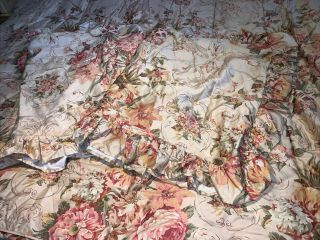 Vtg Ralph Lauren Guinevere Sateen King Comforter With 2 King Shams Floral