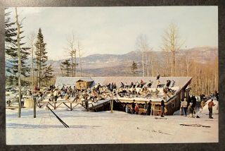Vintage Postcard Sugarloaf Ski Area Maine Me Harvey Boynton Ski Shop Sun Deck