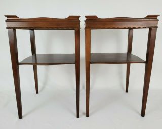 Antique Pair Mahogany Wood Two - Tier Superior End Side Tables Vintage 1947 3