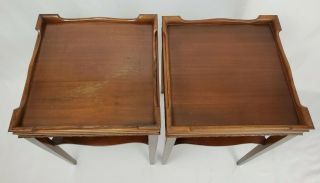 Antique Pair Mahogany Wood Two - Tier Superior End Side Tables Vintage 1947 6
