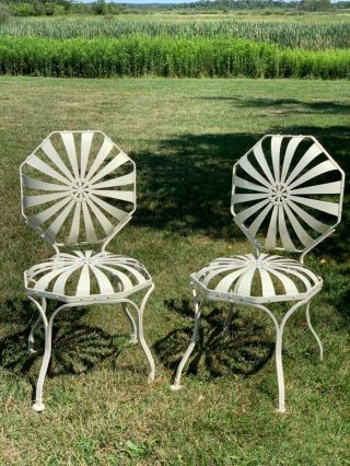 Francois Carre Vintage Iron Sunburst Pinwheel Chairs