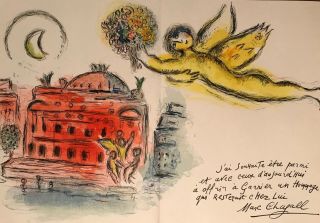 Lithograph 1965,  " Homage To Garnier " Paris Opera By Marc Chagall