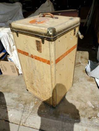 Antique Oshkosh Wardrobe Steamer Trunk Luggage Chest Large