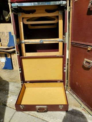 Antique Oshkosh Wardrobe Steamer Trunk Luggage Chest Large 4