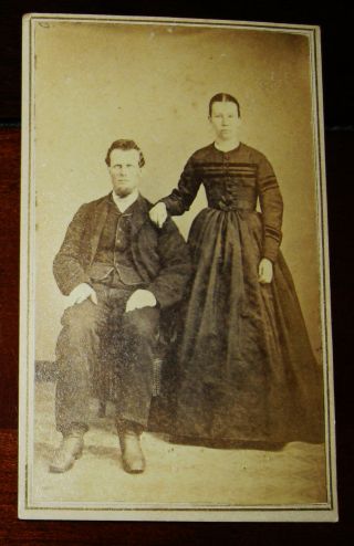 Antique Cdv Photo Portrait Of Andrew Voorhies & Wife Sandusky County Ohio