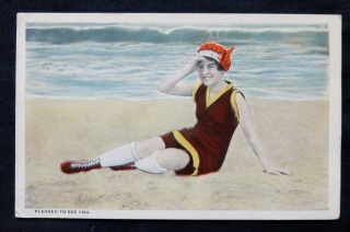 Vintage Pinup,  Pleased To See You,  Bathing Beauty,  Circa 1920 