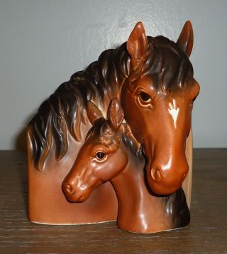 Vintage Napcoware Japan Horse Head Mare & Foal Ceramic Planter Vase C8845 Tagged