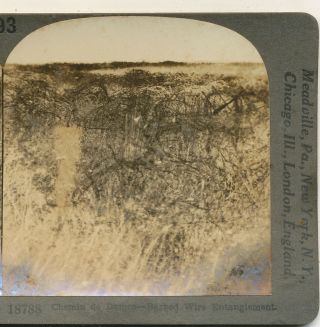 Chemin De Dames Barbed Wire Entanglements France Wwi Keystone Stereoview 1917