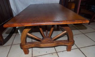 Solid Oak Mid Century Wagon Wheel Coffee Table (CT216) 3