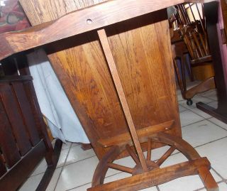Solid Oak Mid Century Wagon Wheel Coffee Table (CT216) 6