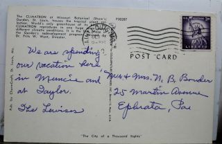 Missouri MO St Louis Botanical Shaw ' s Garden Climatron Postcard Old Vintage Card 2