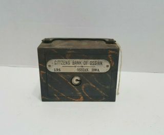 Vintage Metal Coin Bank Citizens Bank Of Ossian,  Iowa