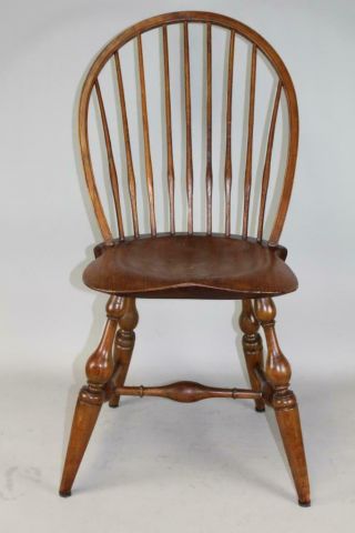 1 Of A Pair 18th C Ct Tracy School Windsor Sack Back Chairs Bold Legs & Seats 2