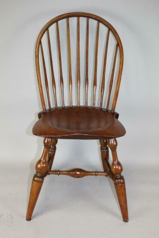 1 Of A Pair 18th C Ct Tracy School Windsor Sack Back Chairs Bold Legs & Seats 1
