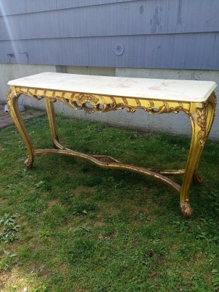 French Or Italian Marble Top Cocktail Table Antique Louis Xvi Style