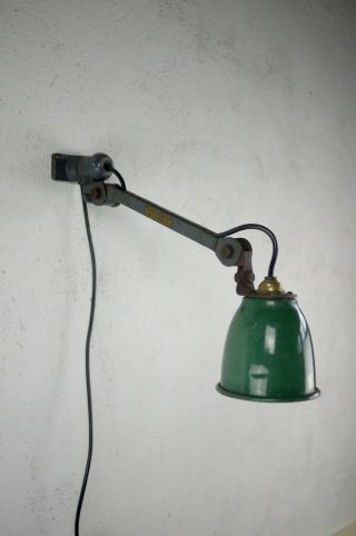 Vintage Small Mid Century Industrial Green Machinist Wall Desk Lamp Light 2