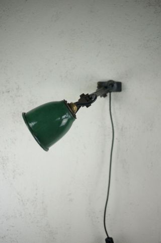 Vintage Small Mid Century Industrial Green Machinist Wall Desk Lamp Light 3