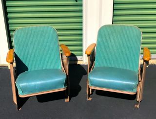 Vtg Theatre Seats - Set Of Two - Art Deco Heywood Wakefield Styled - Gorgeous