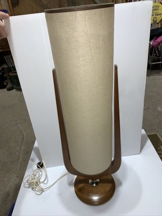 Vintage Modeline Mid - Century Modern Danish Teak Wood Table Lamp 29” High