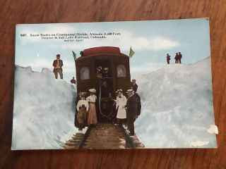 Snow Banks On Continental Divide Colorado Moffat Road C1912 Vintage Postcard H04