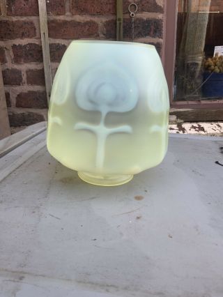 Art Nouveau Vaseline Glass Matt Oil Lamp Shade.  Powell?was Benson