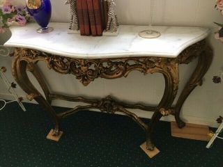 French Louis Xvi Style Gilt Marble Top Console Table Local