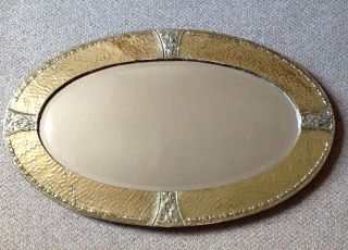 Antique Art & Crafts Hammered Brass Framed,  Bevelled Edge Mirror 2