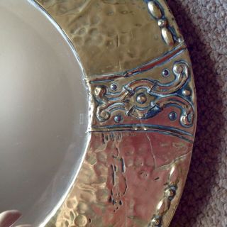 Antique Art & Crafts Hammered Brass Framed,  Bevelled Edge Mirror 6