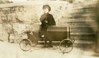 Bb47 Vtg Photo Boy With Pedal Car C Early 1900 