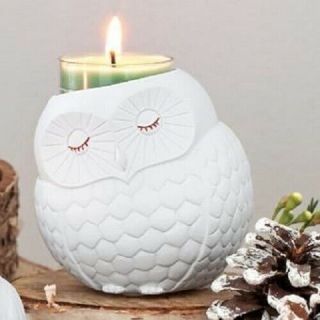 Partylite Cute White Baby Owl Tealight Candle Holder Hoot Nature Home Decor
