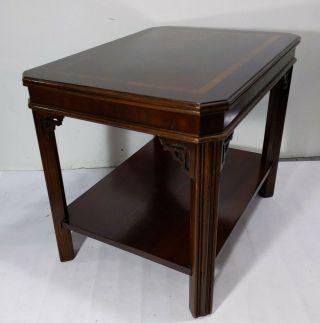 Vintage Lane 2 - Tier End Table Inlaid Walnut Wood Asian/chinoiserie 988 05