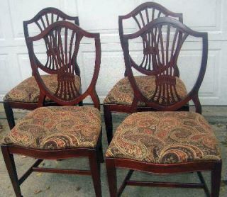 Vintage 4 Duncan Phyfe Side Dining Chairs;mahogany Shield Back;1940s? Well Built