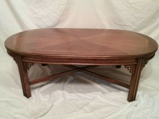 Vintage Mid Century Lane Oval Coffee Table Asian Chinese Oriental W Inlayed Top