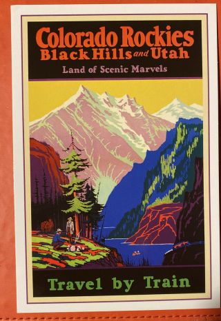 Colorado Rockies Black Hills Travel By Train Art Vintage Poster Reprint Postcard