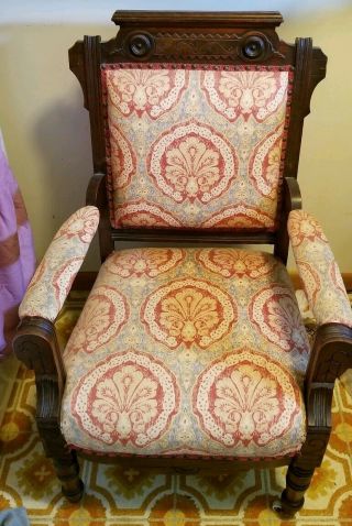 Antique 1870 Eastlake Chair Carved Victorian Civil War Era