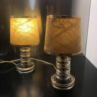Art Deco Mid Century Glass Disc Lamps With Shades