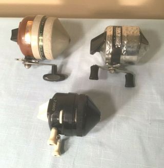 3 Vintage Rare Zebco Closed Face Fishing Reels Z - 2000 Zebco One & 888