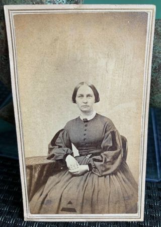 Antique Cdv Photo Civil War Era Woman Greenfield Massachusetts