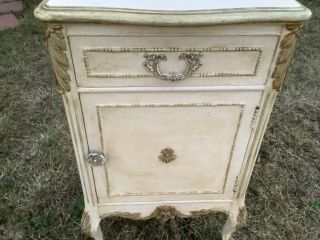Vtg mid century Solid Wood French Provincial nightstand end table drawer & door 4