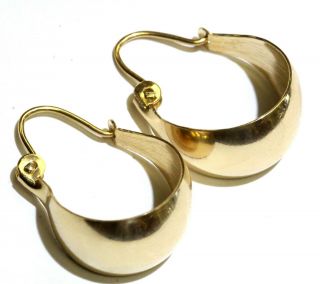 14k yellow gold wide hoop earrings 3.  2g estate vintage unique antique womens 2