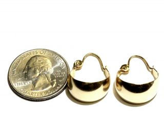 14k yellow gold wide hoop earrings 3.  2g estate vintage unique antique womens 3